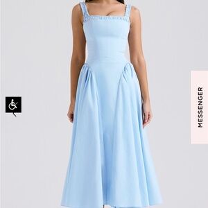House of CB Dorothy Italian azure cotton midi sundress
